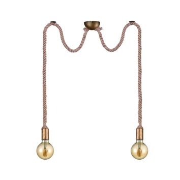 Trio Leuchten CORD Pendant Light brown, brass, 2-light sources