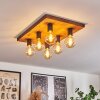 AMNICON Ceiling Light Light wood, black, 6-light sources