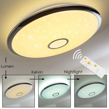 Alar Ceiling Light LED chrome, white, 1-light source, Remote control