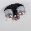 WICHITA Ceiling Light smoke coloured, black, 3-light sources