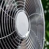 MAGALUF standing fan chrome, Light wood