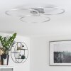 JOHSA Ceiling Light LED matt nickel, silver, 3-light sources