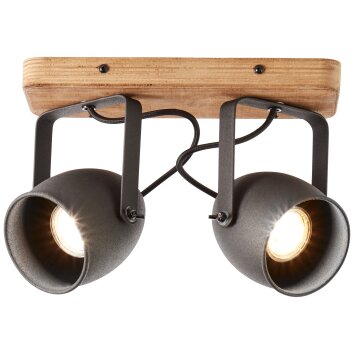 Brilliant CROWTON Ceiling Light Dark wood, black, 2-light sources