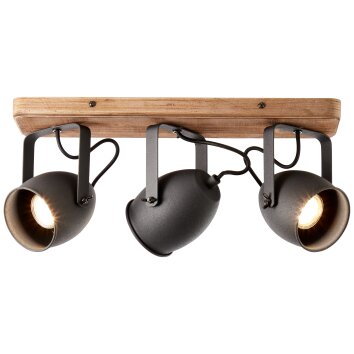 Brilliant CROWTON Ceiling Light Dark wood, black, 3-light sources