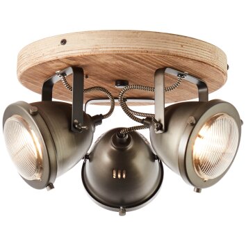 Brilliant CARMEN Ceiling Light stainless steel, Dark wood, 3-light sources