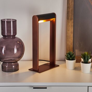 DENHIGH Table lamp LED copper, black, 1-light source