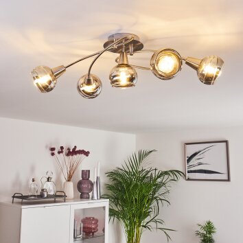 WARGA Ceiling Light LED matt nickel, 5-light sources