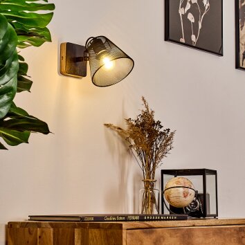 PANAGUÁ Wall Light Dark wood, black, 1-light source