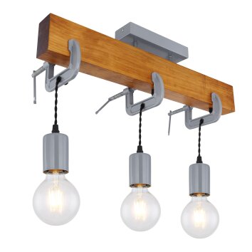 Globo LUDI Ceiling Light grey, Dark wood, 3-light sources