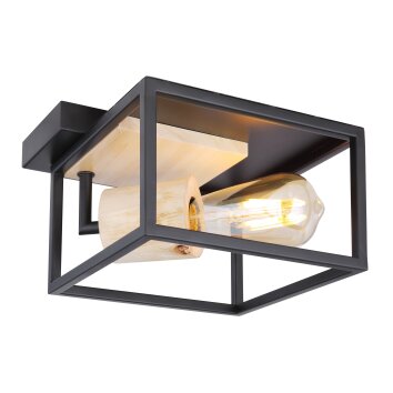 Globo HAGAR Ceiling Light Light wood, black, 1-light source