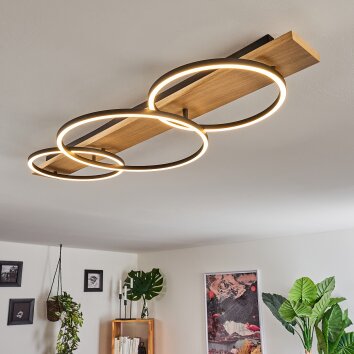 Pompu Ceiling Light LED Light wood, black, 3-light sources