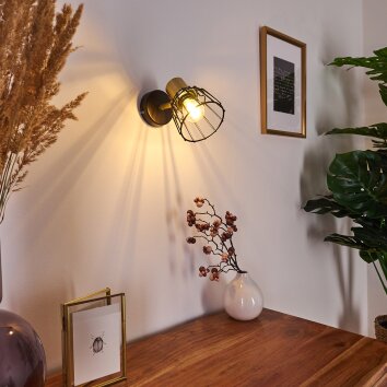 Kesao Wall Light brass, black, 1-light source