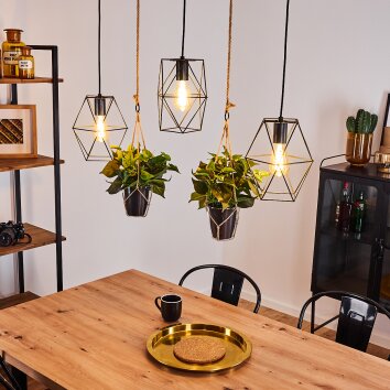 Taheramo Pendant Light Dark wood, black, 3-light sources