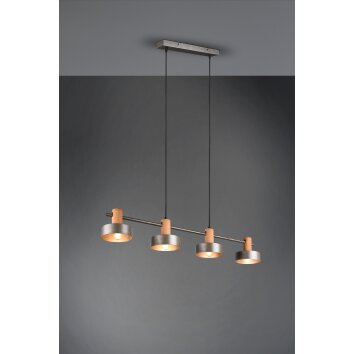 Trio Gaya Pendant Light dark brown, matt nickel, 4-light sources