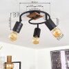 Raccuia Ceiling Light Dark wood, black, 3-light sources