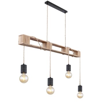 Globo JOELLE Pendant Light brown, Light wood, black, 4-light sources