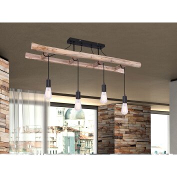 Globo IRMGARD Ceiling Light Light wood, black, 4-light sources