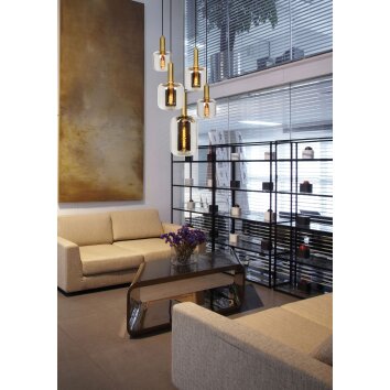 Lucide JOANET Pendant Light gold, grey, brass, black, 5-light sources