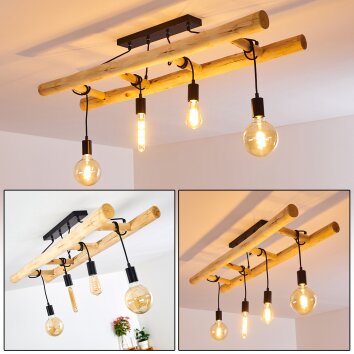 Palmetto Ceiling Light Light wood, black, 4-light sources