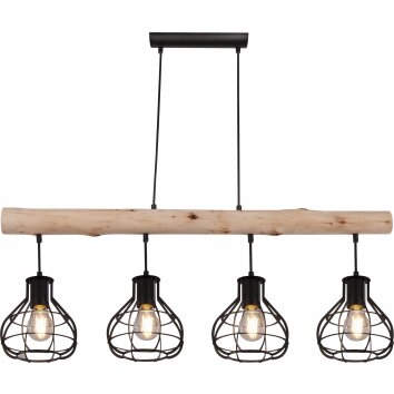 Globo CLASTRA Pendant Light Dark wood, black, 4-light sources