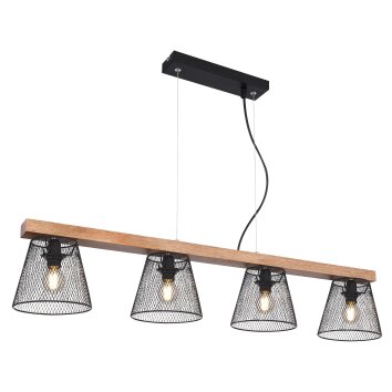 Globo BASCHI Pendant Light Dark wood, black, 4-light sources