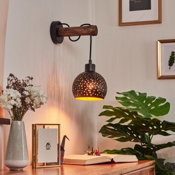 Imana Wall Light Dark wood, black, 1-light source