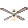 Globo CHAMPION ceiling fan antique brass, Dark wood, 1-light source