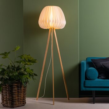 Brilliant Inna Floor Lamp Light wood, white, 1-light source