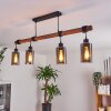 Hunouri Pendant Light Dark wood, black, 4-light sources