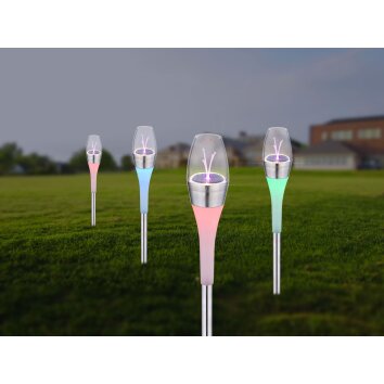 Globo solar light LED stainless steel, 2-light sources, Colour changer