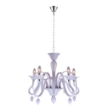 Globo BAYA chandelier chrome, white, 5-light sources
