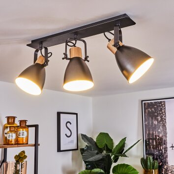 Elm Ceiling Light anthracite, Light wood, 3-light sources