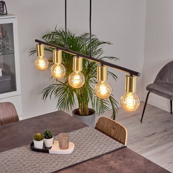 Tulla Pendant Light brass, black, 5-light sources