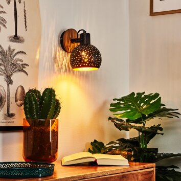 Imana Wall Light Dark wood, black, 1-light source