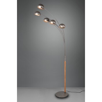 Reality Dito Floor Lamp dark brown, matt nickel, 5-light sources