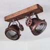 Herford Ceiling Light Dark wood, rust-coloured, 2-light sources