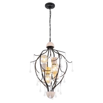 Globo NOLE Pendant Light Light wood, black, 4-light sources