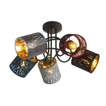 Globo TICON Ceiling light black, 5-light sources