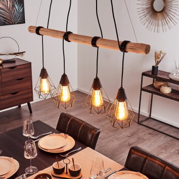Betsele Pendant Light Light wood, black, 4-light sources