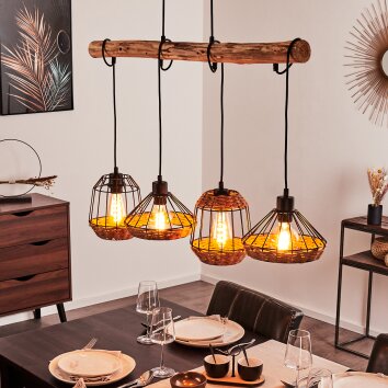 Ramon Pendant Light Light wood, black, 4-light sources