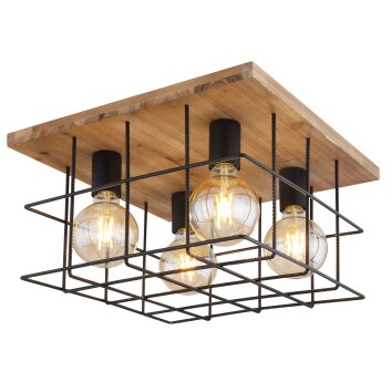 Globo MERRIL Ceiling Light Light wood, black, 4-light sources