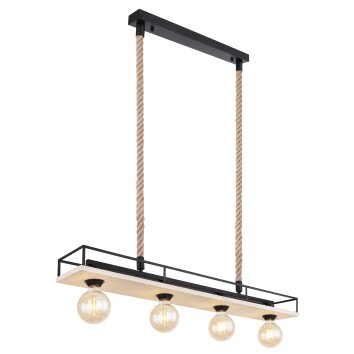 Globo TRIXI Pendant Light brown, Light wood, black, 4-light sources
