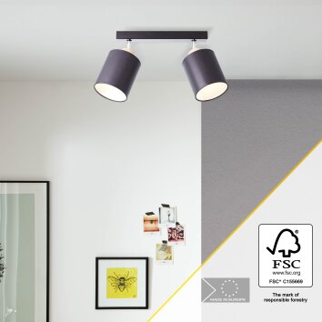 Brilliant Vonnie Ceiling Light Light wood, black, 2-light sources