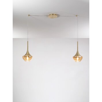 Fabas Luce Apollo Pendant Light brass, 2-light sources
