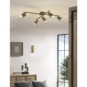 Trio MARLEY Ceiling Light antique brass, 5-light sources