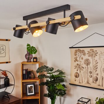 REBBENAS Ceiling Light Ecru, black, 4-light sources