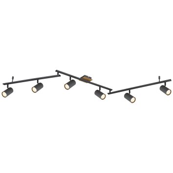 Globo ROBBY Ceiling Light Dark wood, black, 6-light sources