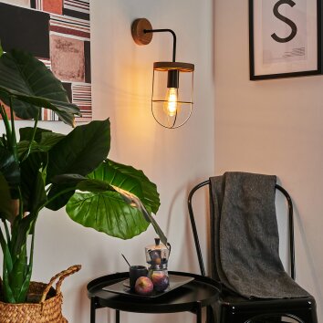 HODNE Wall Light brown, black, 1-light source