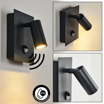 SAETER Outdoor Wall Light LED black, 1-light source, Motion sensor