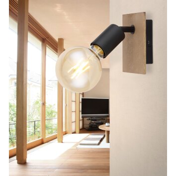 Globo MARTHA Wall Light Light wood, black, 1-light source